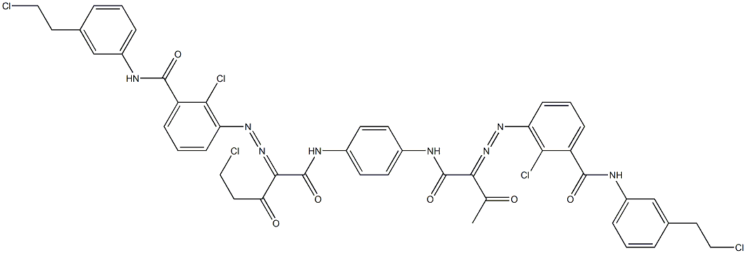 3,3'-[2-(Chloromethyl)-1,4-phenylenebis[iminocarbonyl(acetylmethylene)azo]]bis[N-[3-(2-chloroethyl)phenyl]-2-chlorobenzamide] 구조식 이미지