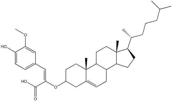 (E)-2-[(Cholest-5-en-3-yl)oxy]-3-(3-methoxy-4-hydroxyphenyl)propenoic acid Structure