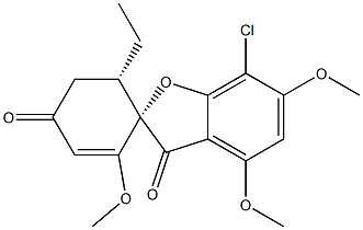 (2S,6'S)-7-Chloro-2',4,6-trimethoxy-6'-ethylspiro[benzofuran-2(3H),1'-[2]cyclohexene]-3,4'-dione 구조식 이미지