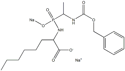 2-[[[1-[(Benzyloxycarbonyl)amino]ethyl][sodiooxy]phosphinyl]amino]octanoic acid sodium salt 구조식 이미지