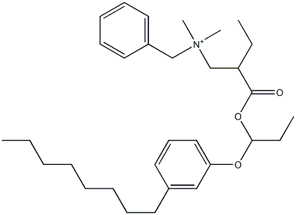 N,N-Dimethyl-N-benzyl-N-[2-[[1-(3-octylphenyloxy)propyl]oxycarbonyl]butyl]aminium 구조식 이미지