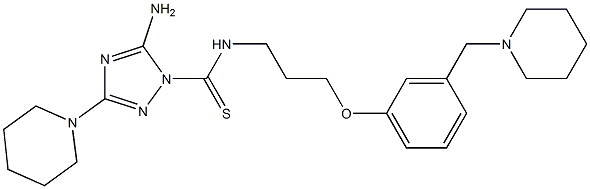 5-Amino-3-piperidino-N-[3-[3-(piperidinomethyl)phenoxy]propyl]-1H-1,2,4-triazole-1-carbothioamide 구조식 이미지