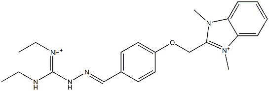 1,3-Dimethyl-2-[4-[2-[ethyliminio(ethylamino)methyl]hydrazonomethyl]phenoxymethyl]1H-benzimidazol-3-ium Structure