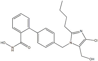 4'-[(2-Butyl-4-chloro-5-hydroxymethyl-1H-imidazol-1-yl)methyl]-N-hydroxy-1,1'-biphenyl-2-carboxamide 구조식 이미지