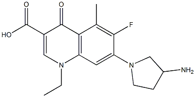 1-Ethyl-6-fluoro-5-methyl-1,4-dihydro-4-oxo-7-(3-amino-1-pyrrolidinyl)quinoline-3-carboxylic acid 구조식 이미지