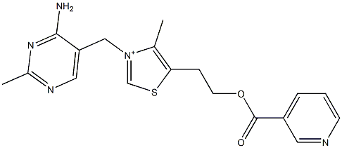 3-[(4-Amino-2-methyl-5-pyrimidinyl)methyl]-5-[2-(3-pyridinylcarbonyloxy)ethyl]-4-methylthiazol-3-ium 구조식 이미지