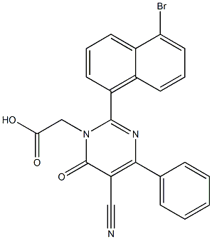 2-(5-Bromo-1-naphthalenyl)-4-phenyl-5-cyano-6-oxopyrimidine-1(6H)-acetic acid Structure