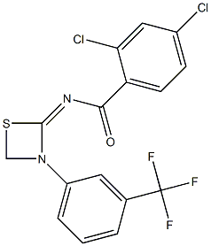 N-[3-[3-(Trifluoromethyl)phenyl]-1,3-thiazetidin-2-ylidene]-2,4-dichlorobenzamide Structure