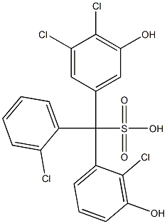 (2-Chlorophenyl)(2-chloro-3-hydroxyphenyl)(3,4-dichloro-5-hydroxyphenyl)methanesulfonic acid Structure