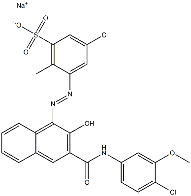 3-Chloro-6-methyl-5-[[3-[[(4-chloro-3-methoxyphenyl)amino]carbonyl]-2-hydroxy-1-naphtyl]azo]benzenesulfonic acid sodium salt Structure