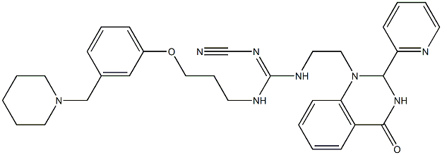 1-[2-[2-Cyano-3-[3-(3-piperidinomethylphenoxy)propyl]guanidino]ethyl]-2-(2-pyridinyl)-1,2-dihydroquinazolin-4(3H)-one Structure