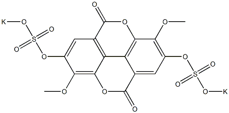 2,7-Bis(potassiooxysulfonyloxy)-3,8-dimethoxy[1]benzopyrano[5,4,3-cde][1]benzopyran-5,10-dione Structure