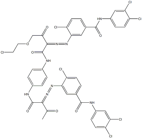 3,3'-[2-[(2-Chloroethyl)oxy]-1,4-phenylenebis[iminocarbonyl(acetylmethylene)azo]]bis[N-(3,4-dichlorophenyl)-4-chlorobenzamide] Structure