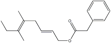 Phenylacetic acid 5,6-dimethyl-2,5-octadienyl ester 구조식 이미지