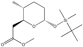 (2S,3R,6S)-3-Methyl-6-(tert-butyldimethylsilyloxy)tetrahydro-2H-pyran-2-acetic acid methyl ester 구조식 이미지