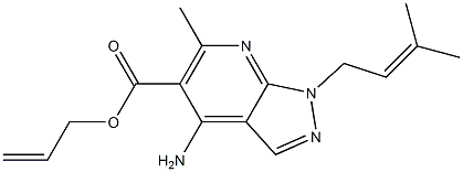 1-(3-Methyl-2-butenyl)-4-amino-6-methyl-1H-pyrazolo[3,4-b]pyridine-5-carboxylic acid 2-propenyl ester Structure
