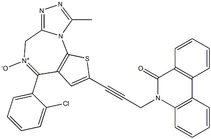 4-(2-Chlorophenyl)-9-methyl-2-[3-[(5,6-dihydro-6-oxophenanthridin)-5-yl]-1-propynyl]-6H-thieno[3,2-f][1,2,4]triazolo[4,3-a][1,4]diazepine 5-oxide 구조식 이미지