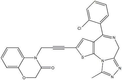 4-(2-Chlorophenyl)-9-methyl-2-[3-[(2,3-dihydro-3-oxo-4H-1,4-benzoxazin)-4-yl]-1-propynyl]-6H-thieno[3,2-f][1,2,4]triazolo[4,3-a][1,4]diazepine 구조식 이미지