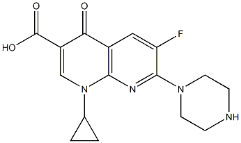 1-Cyclopropyl-6-fluoro-1,4-dihydro-4-oxo-7-piperazino-1,8-naphthyridine-3-carboxylic acid Structure