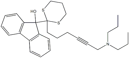 9-[2-(6-Dipropylamino-4-hexynyl)-1,3-dithian-2-yl]-9H-fluoren-9-ol 구조식 이미지