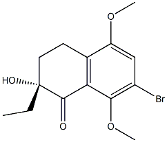 [R,(+)]-2-Ethyl-2-hydroxy-5,8-dimethoxy-7-bromotetralin-1-one 구조식 이미지