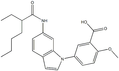 5-[6-(2-Ethylhexanoylamino)-1H-indol-1-yl]-2-methoxybenzoic acid 구조식 이미지