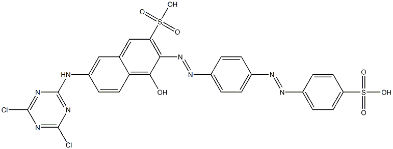 7-[(4,6-Dichloro-1,3,5-triazin-2-yl)amino]-4-hydroxy-3-[[4-[(4-sulfophenyl)azo]phenyl]azo]-2-naphthalenesulfonic acid Structure