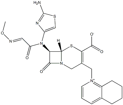 (7R)-7-[(2-Amino-4-thiazolyl)(methoxyimino)acetylamino]-3-[[(5,6,7,8-tetrahydroquinolinium)-1-yl]methyl]cepham-3-ene-4-carboxylic acid Structure