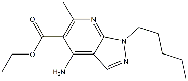 1-Pentyl-4-amino-6-methyl-1H-pyrazolo[3,4-b]pyridine-5-carboxylic acid ethyl ester 구조식 이미지