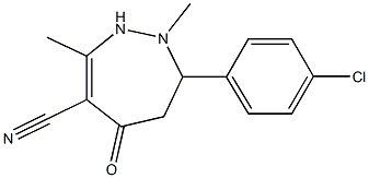 2-Methyl-3-(4-chlorophenyl)-6-cyano-7-methyl-1,2,3,4-tetrahydro-5H-1,2-diazepin-5-one Structure