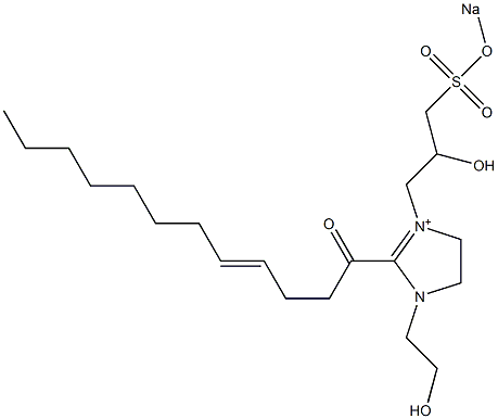 1-(2-Hydroxyethyl)-3-[2-hydroxy-3-(sodiooxysulfonyl)propyl]-2-(4-dodecenoyl)-2-imidazoline-3-ium 구조식 이미지