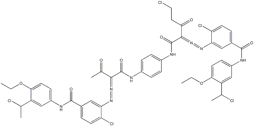 3,3'-[2-(Chloromethyl)-1,4-phenylenebis[iminocarbonyl(acetylmethylene)azo]]bis[N-[3-(1-chloroethyl)-4-ethoxyphenyl]-4-chlorobenzamide] 구조식 이미지