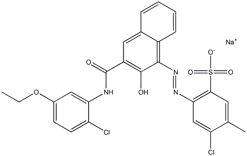 4-Chloro-3-methyl-6-[[3-[[(2-chloro-5-ethoxyphenyl)amino]carbonyl]-2-hydroxy-1-naphtyl]azo]benzenesulfonic acid sodium salt 구조식 이미지