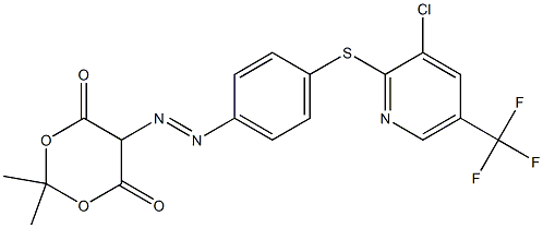 5-((4-(3-Chloro-5-(trifluoromethyl)(2-pyridylthio))phenyl)diazenyl)-2,2-dimethyl-1,3-dioxane-4,6-dione 구조식 이미지