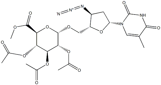 3'-Azido-3'-deoxythymidine 2,3,4-Tri-O-acetyl-a-D-glucuronide, Methyl Ester Structure