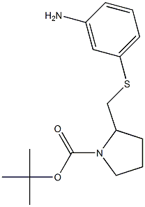 2-(3-Amino-phenylsulfanylmethyl)-pyrrolidine-1-carboxylic acid tert-butyl ester 구조식 이미지