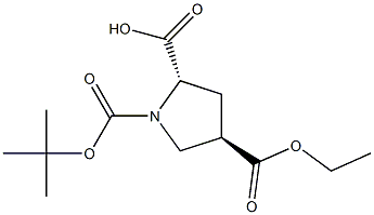 (2S,4R)-1-(tert-butoxycarbonyl)-4-(ethoxycarbonyl)pyrrolidine-2-carboxylic acid Structure
