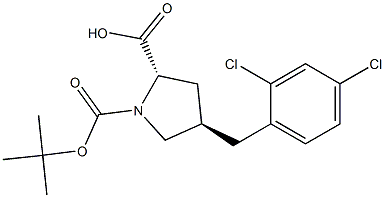 trans-N-Boc-4-(2,4-dichlorobenzyl)-L-proline, 95% Structure