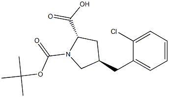 trans-N-Boc-4-(2-chlorobenzyl)-L-proline, 95% Structure
