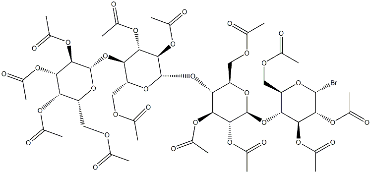2,3,6-Tri-O-acetyl-4-O-[2,3,6-tri-O-acetyl-4-O-(2,3,6-tri-O-acetyl-4-O-(2,3,4,6-tetra-O-acetyl-b-D-galactopyranosyl)-b-D-glucopyranosyl)-b-D-glucopyranosyl]-a-D-glucopyranosyl bromide Structure