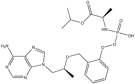 isopropyl (((((S)-1-(6-amino-9H-purin-9-yl)propan-2-yl)oxy)methyl)(phenoxy)phosphoryl)-D-alaninate Structure