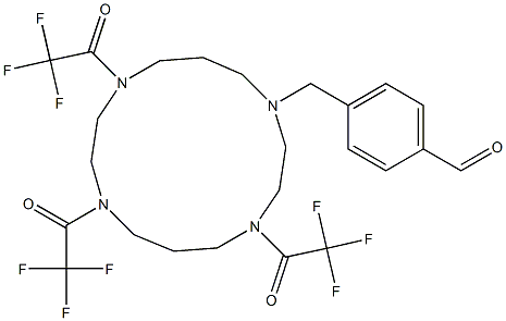 4-((4,8,11-tris(2,2,2-trifluoroacetyl)-1,4,8,11- tetraazacyclotetradecan-1-yl)methyl)benzaldehyde 구조식 이미지