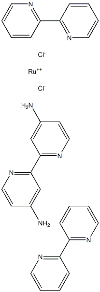 Bis(2,2'-bipyridyl)(4,4'-diamino-2,2'-bipyridyl) ruthenium(II) dichloride 구조식 이미지