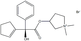 3-((S)-2-(cyclopent-1-en-1-yl)-2-hydroxy-2-phenylacetoxy)-1,1-dimethylpyrrolidin-1-ium bromide Structure