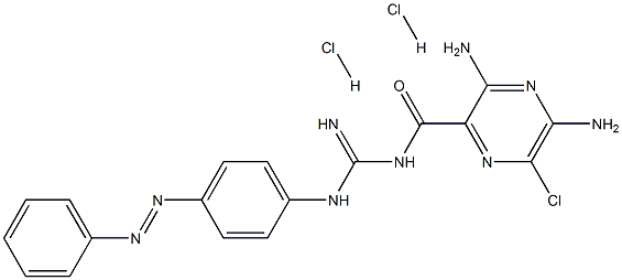 3,5-Diamino-6-chloro-N-[imino[[4-(2-phenyldiazenyl)phenyl]amino]methyl]-2-pyrazinecarboxamide dihydrochloride 구조식 이미지