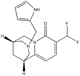 (1R,5S)-3-((1H-pyrrol-2-yl)methyl)-9-(difluoromethyl)-1,2,3,4,5,6-hexahydro-8H-1,5-methanopyrido[1,2-a][1,5]diazocin-8-one 구조식 이미지