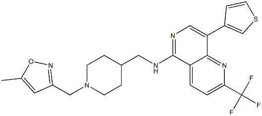 N-((1-[(5-METHYLISOXAZOL-3-YL)METHYL]PIPERIDIN-4-YL)METHYL)-8-(3-THIENYL)-2-(TRIFLUOROMETHYL)-1,6-NAPHTHYRIDIN-5-AMINE Structure