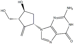 (1S,3R,4S)-9-[4-hydroxy-3-(hydroxymethyl)-2-methylenecyclopentyl]guanine Structure
