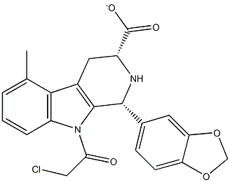 (1R,3R)-Methyl-1,2,3,4-tetrahydro-2-chloroacetyl-1-(3,4-methylenedioxyphenyl)-9H-pyrido[3,4-b]indole-3-carboxylate 구조식 이미지