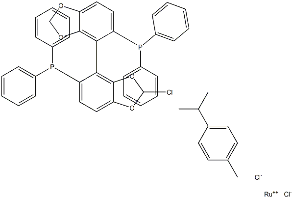 Chloro[(R)-(+)-5,5'-bis(diphenylphosphino)-4,4'-bi-1,3-benzodioxole](p-cymene)ruthenium(II)chloride Structure